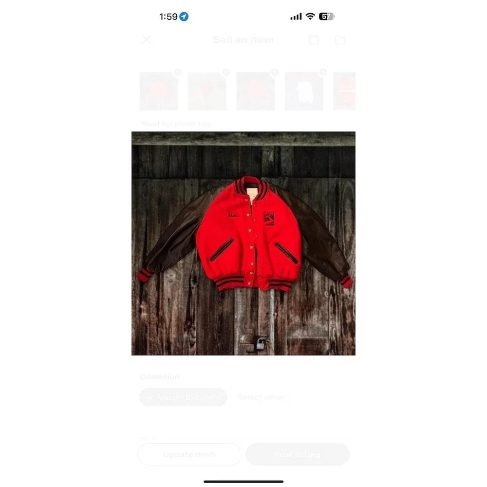Vintage DeLONG Varsity‎ Jacket Mens Size 44 Red San Francisco Letterman
